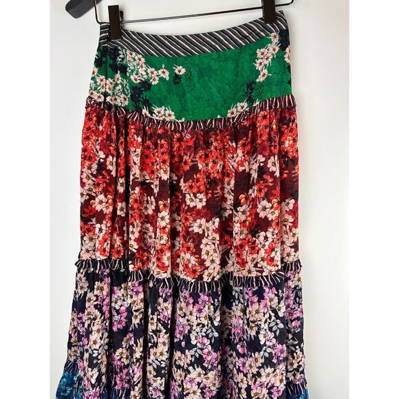 Anthropologie Bhanuni by Jyoti Anarosa Tiered Maxi Skirt Floral Boho Anthro Sz 4 - Picture 5 of 15